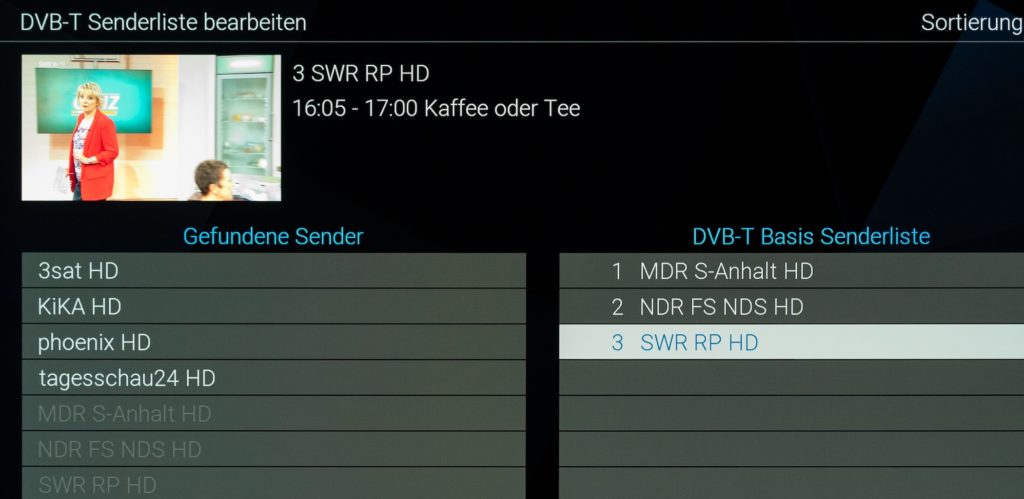 Neu: Sender sortieren in der eigenen Reihenfolge
