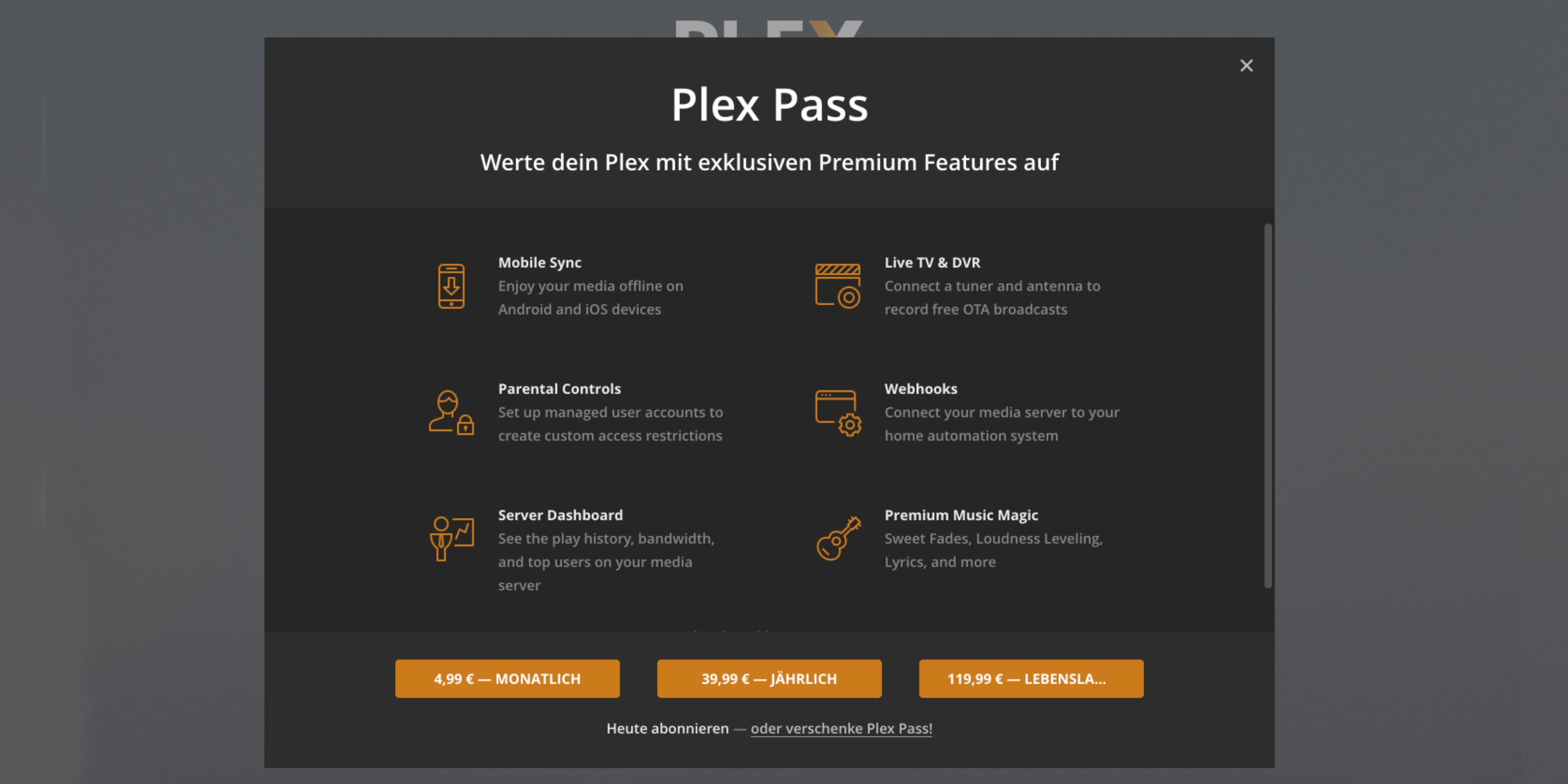 Plex Pass Kosten 