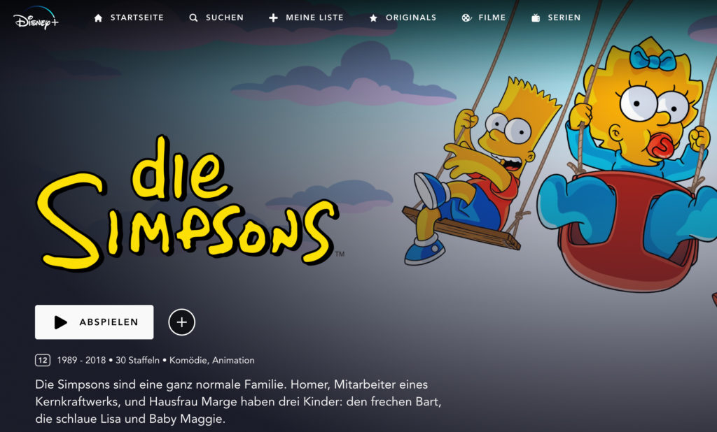 Die Simpsons bei Disney Plus