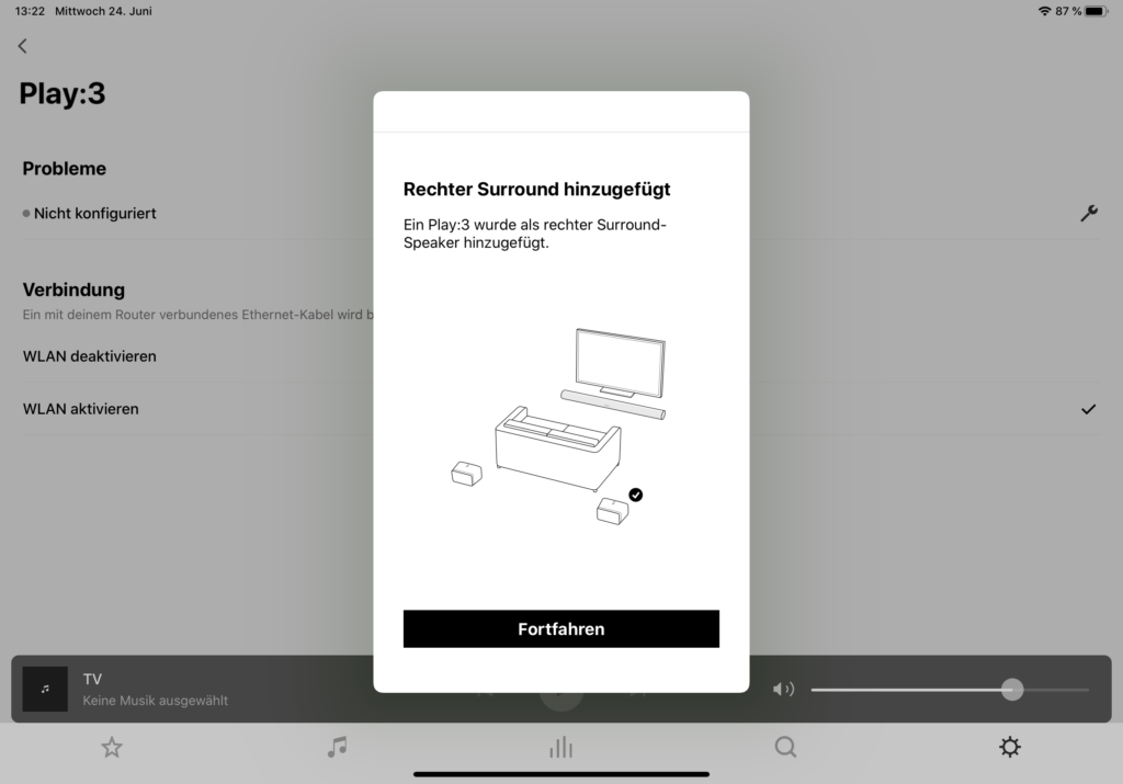 Sonos App Rear Speaker Einbindung