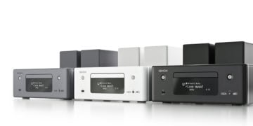 Die Kompaktanlage Denon CEOL-N11DAB in den erhältlichen Farben Grau, Weiß und Schwarz.