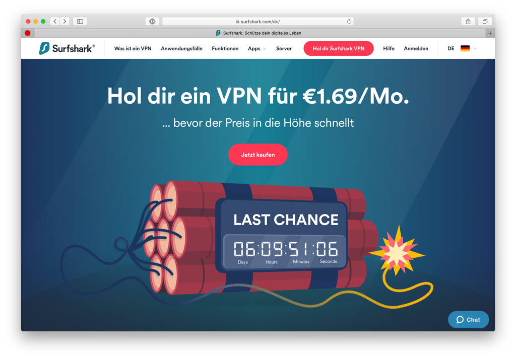 Surfshark VPN-Anbieter Startseite