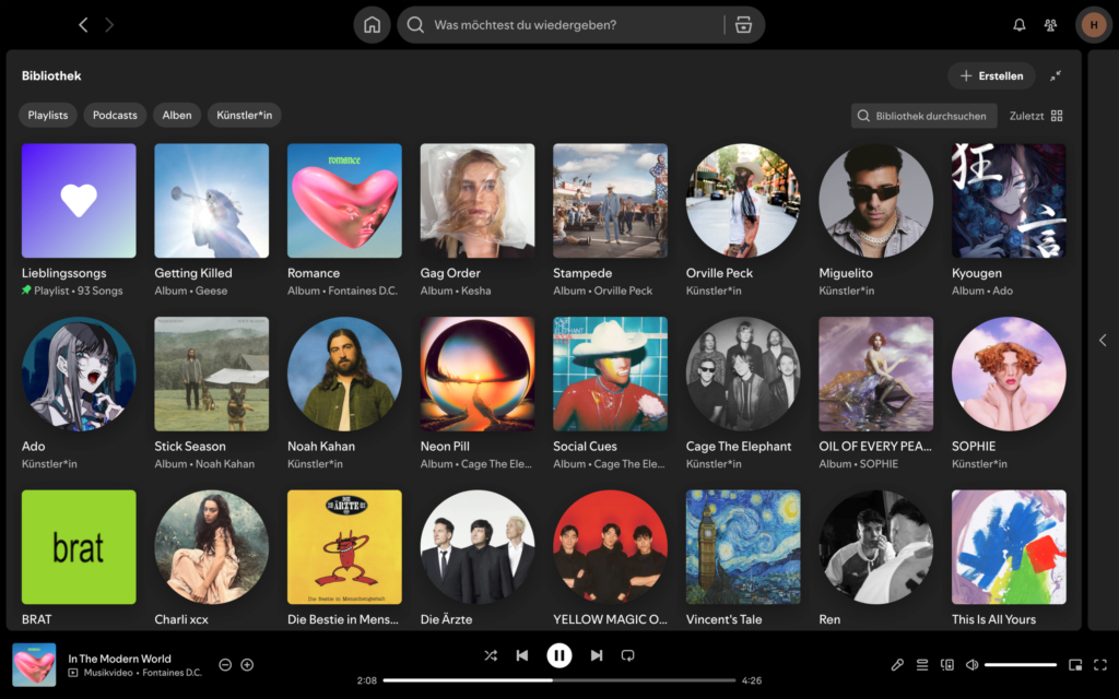 Spotify im Test Bibliothek