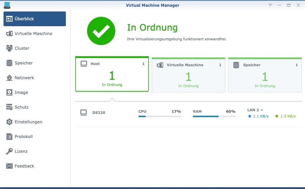 Synology DS920+ Virtual Machine Manager