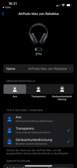 Apple AirPods Max im Test – Einstellungen 1
