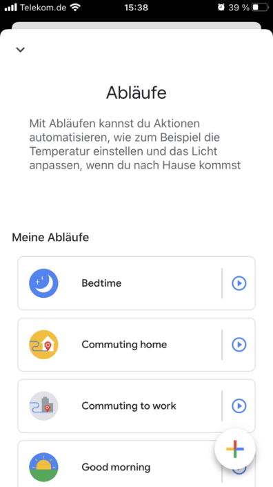 Google Home App Abläufe