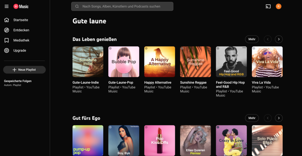 Musik kostenlos streamen Youtube Music