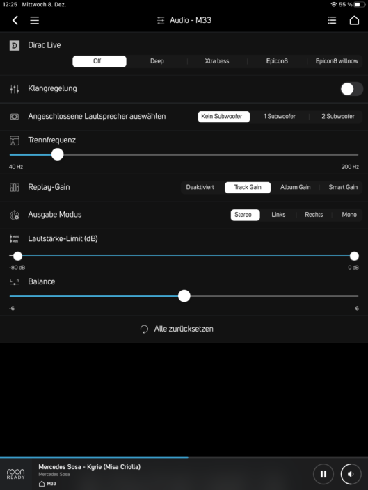 Nad M33 - BluOS App Einstellungen