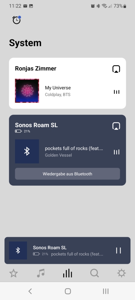 Die Musik wird einmal per WLAN und bei der Sonos Roam SL per Bluetooth abgespielt