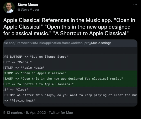 Apple Classical Twitter Steve Moser