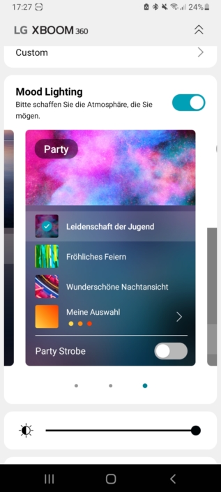 LG XBOOM 360 DRP4 App Lichtmodus Party