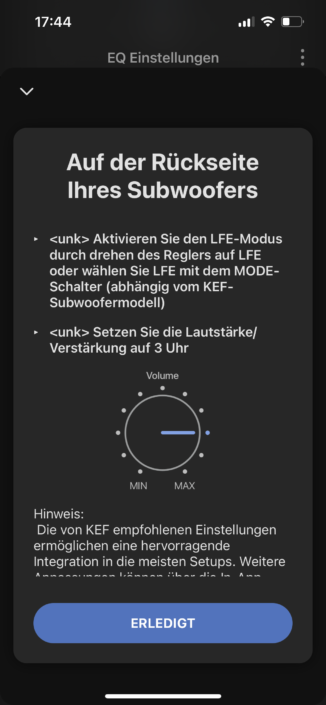KEF LSX II – App: Subwoofer