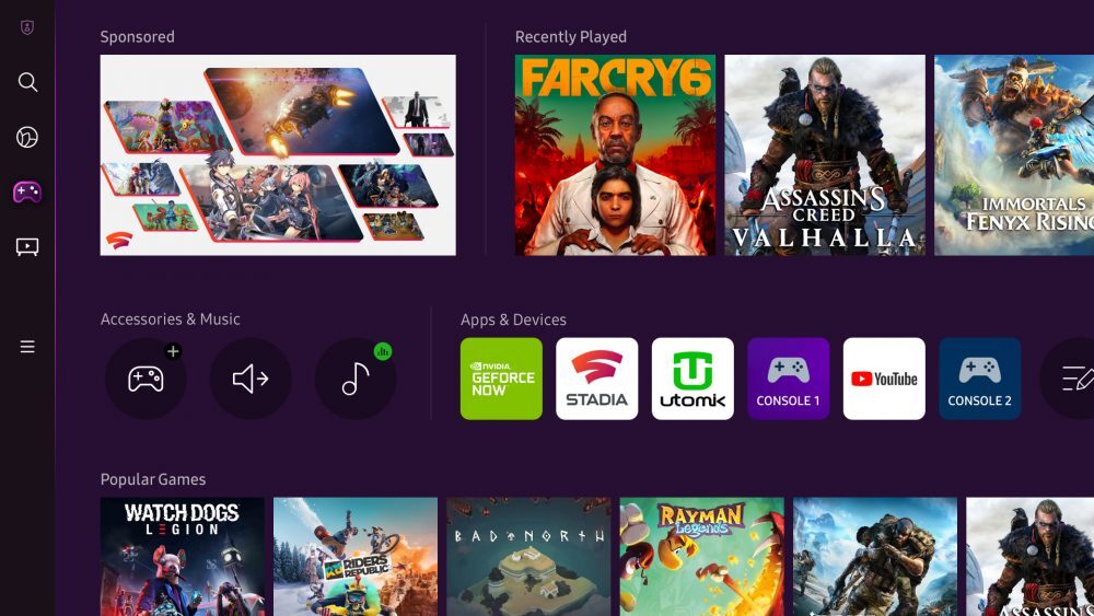 Der Samsung Gaming Hub enthält Apps für Google Stadia, Nvidia GeForce Now und auch die Xbox.