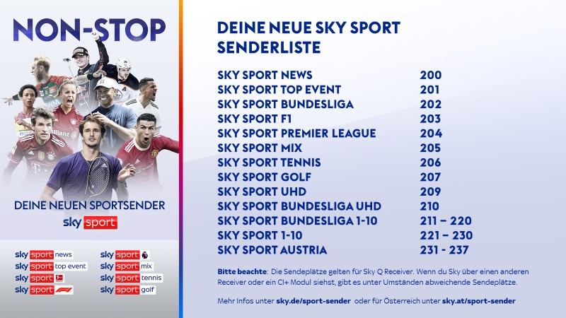 Sky Sport stellt die neue Senderliste vor.