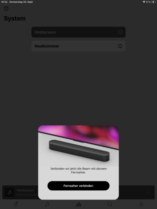 Sonos Beam Screenshot aus der App