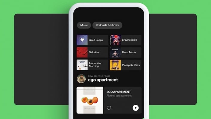 Spotify Home-Screen neue Tabs Screenshot aus der App