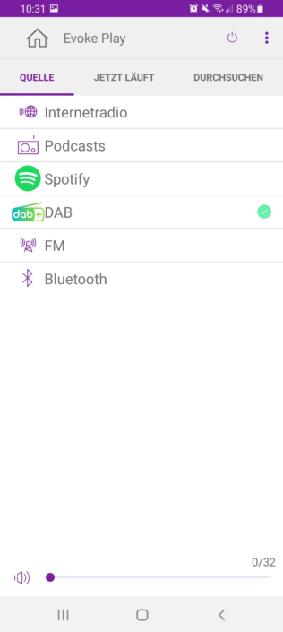 Internet radio option in the UNDOK app