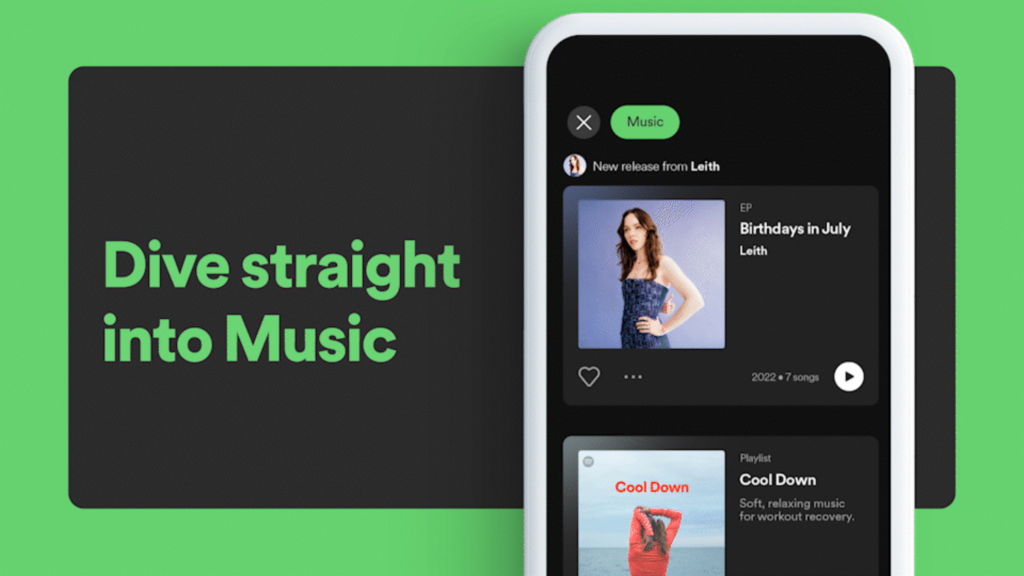 Screenshot des Spotify Music-Feeds