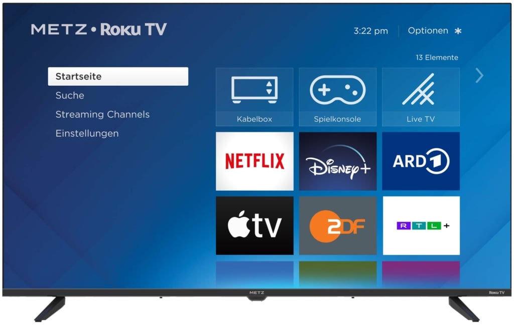 Roku OS Startseite eines Roku-Fernsehers