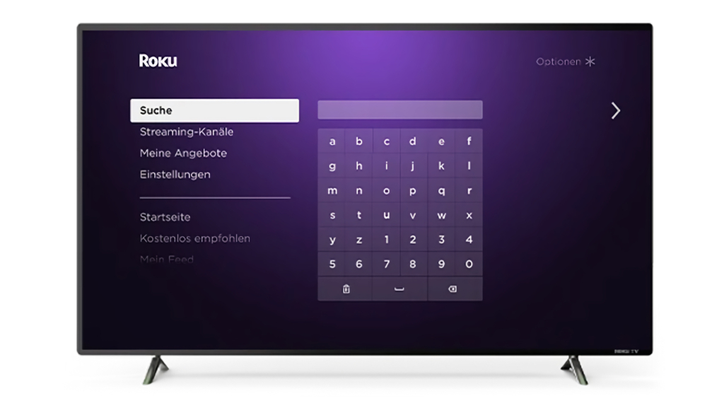 Roku OS Suchfunktion an einem Roku-Fernseher