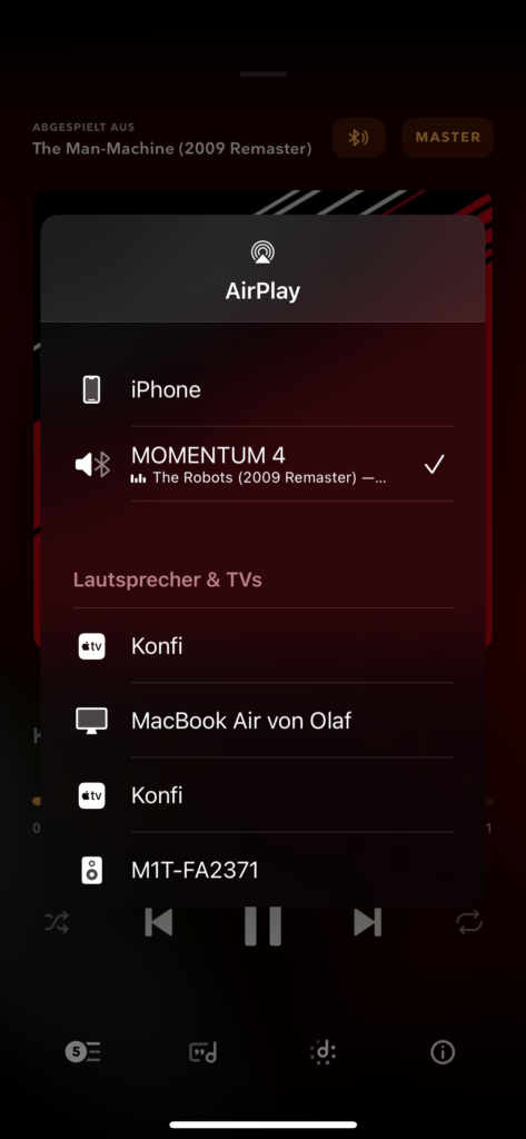 Sennheiser Momentum 4 Wireless App: Bluetooth verbunden