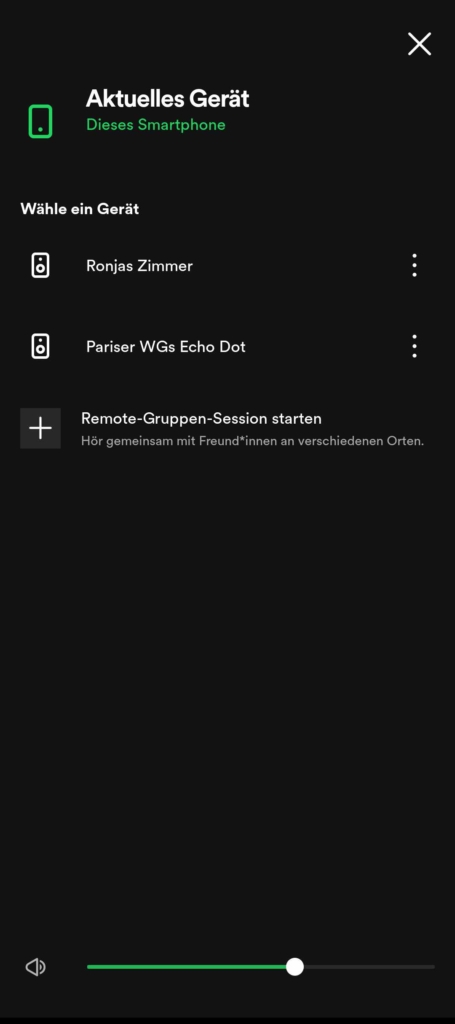 Spotify Connect Auswahl zwischen Lautsprechern