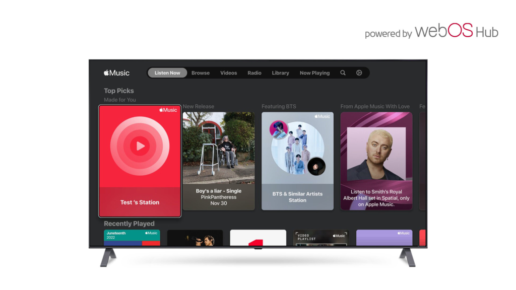 Der webOS Hub bietet jetzt auch Apple Music.