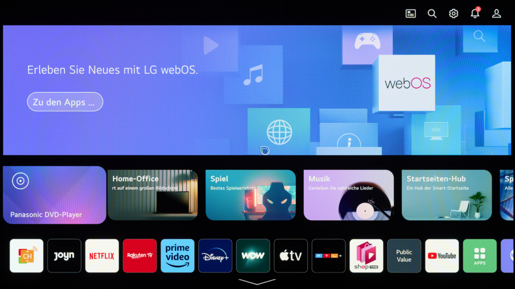 webOS Startbildschirm LG-Fernseher
