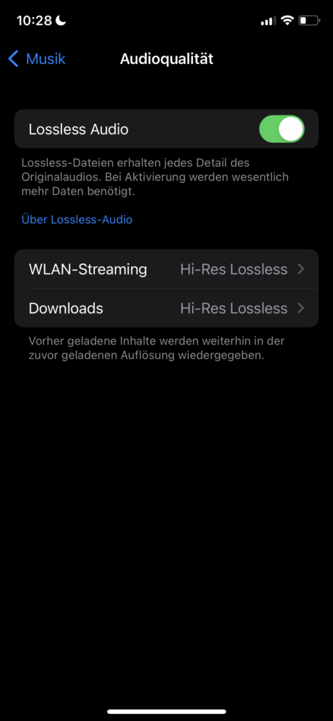 Apple Music Classical Screenshot Audio-Qualität