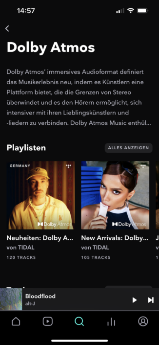 Dolby Atmos bei Tidal Musik suchen