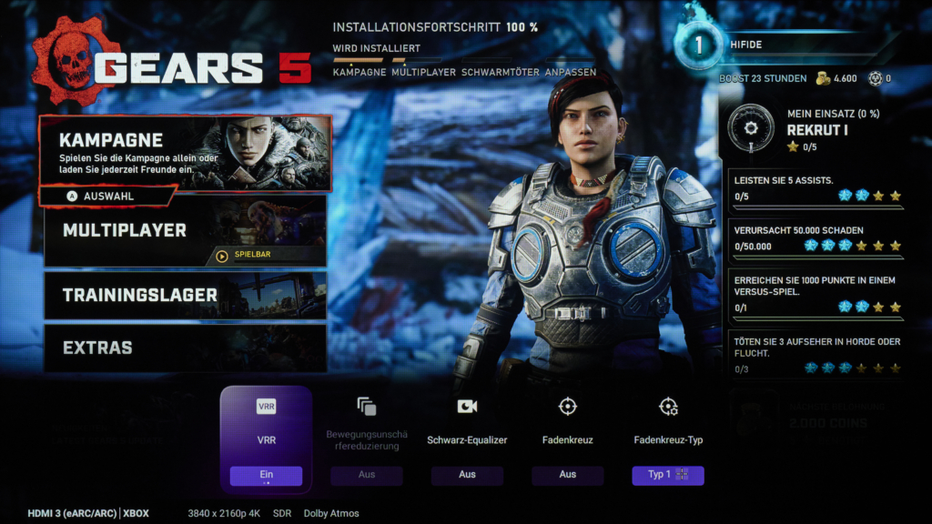 Sony X95L Gaming-Overlay Gears 5