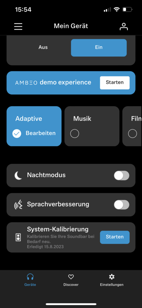Sennheiser Smart Control App Startseite Teil 2