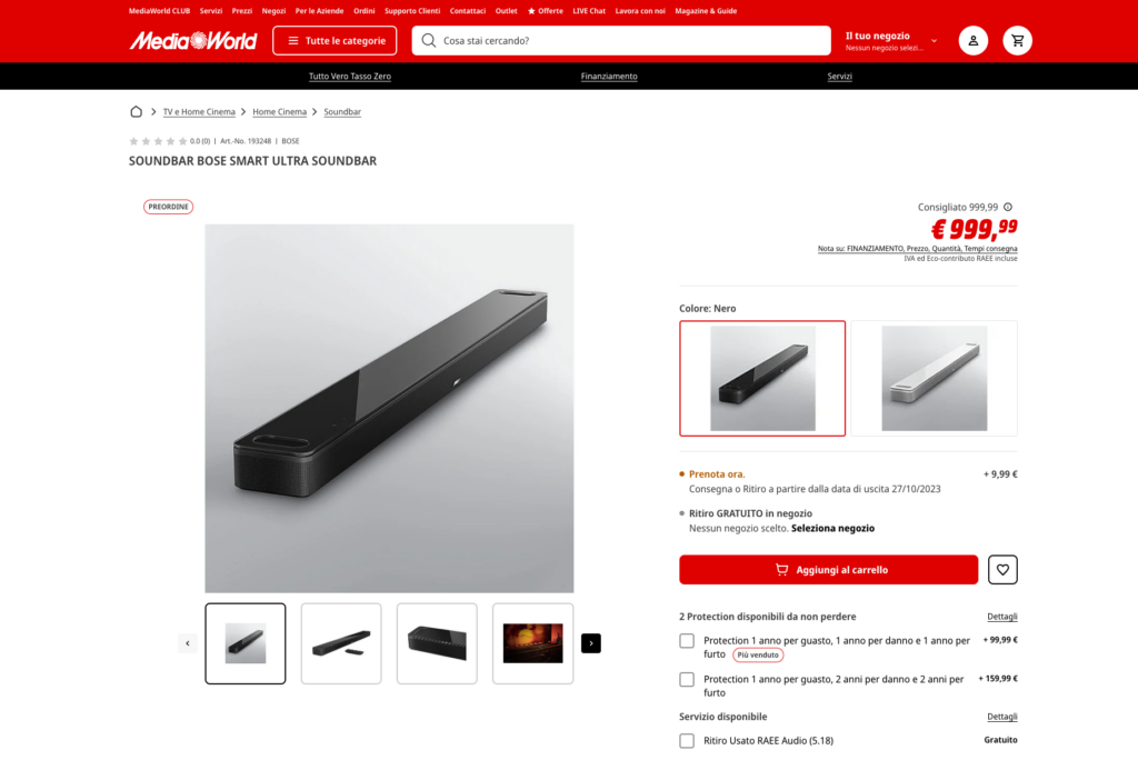 Bose Smart Ultra Soundbar in italienischem Shop
