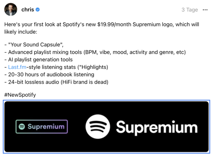 Spotify Supremium neuer Tarif Logo