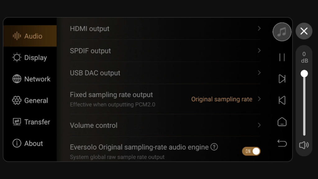 Eversolo DMP-A6 Master Edition App Screenshot EOS