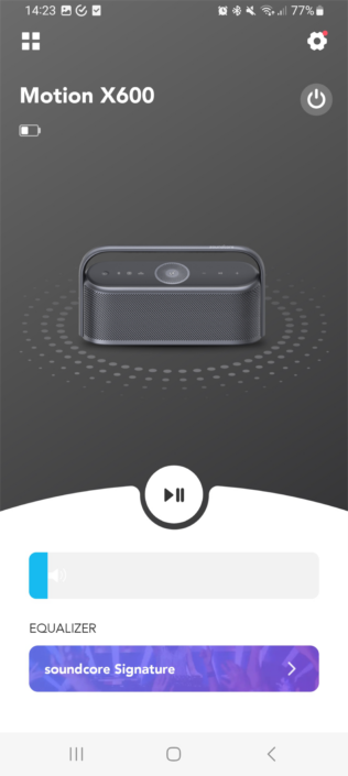 Soundcore Motion X600 Screenshot App Startbildschirm