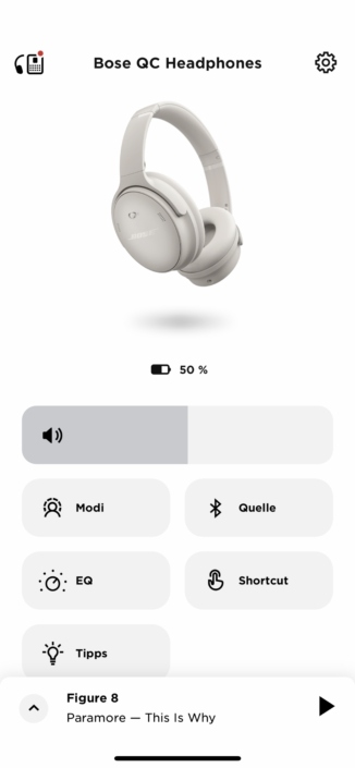 Bose QuietComfort Headphones Test App Menü Screenshot 1