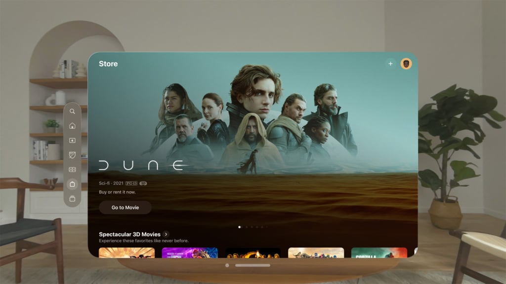 Die Apple Vision Pro bietet z. B. Zugriff auf die 3D-Fassung von "Dune". 