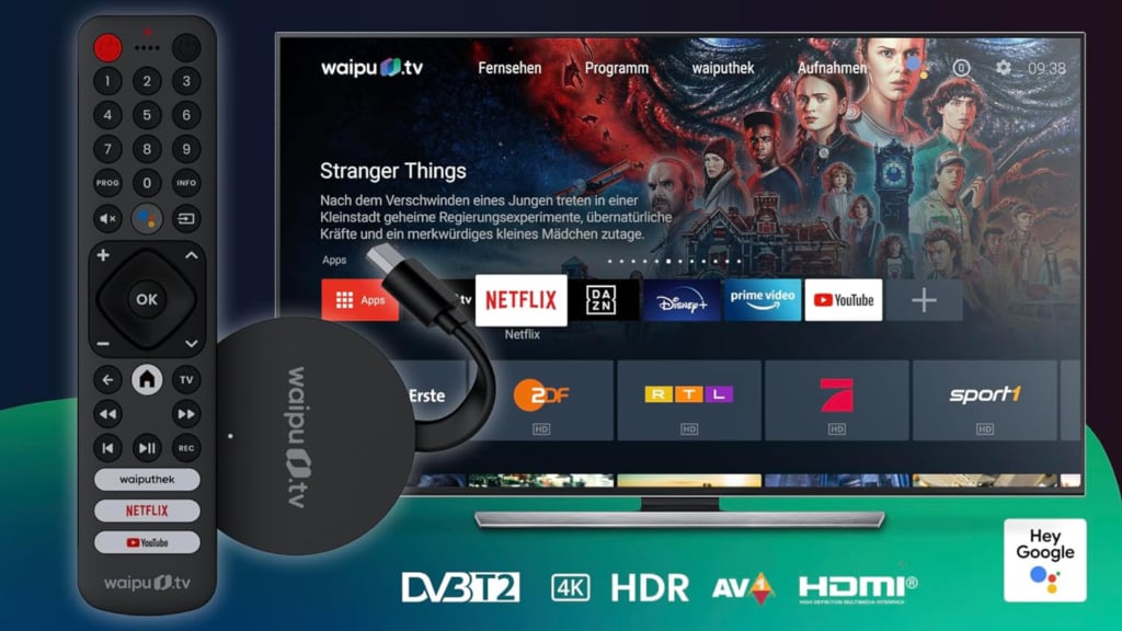 Der waipu.tv Hybrid Stick ermöglicht die Wiedergabe mit 4K und HDR.