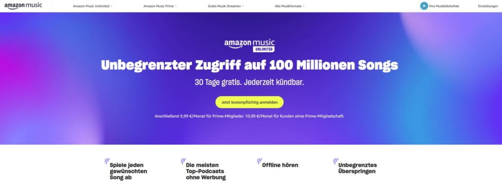 Screenshot Amazon Music Unlimited