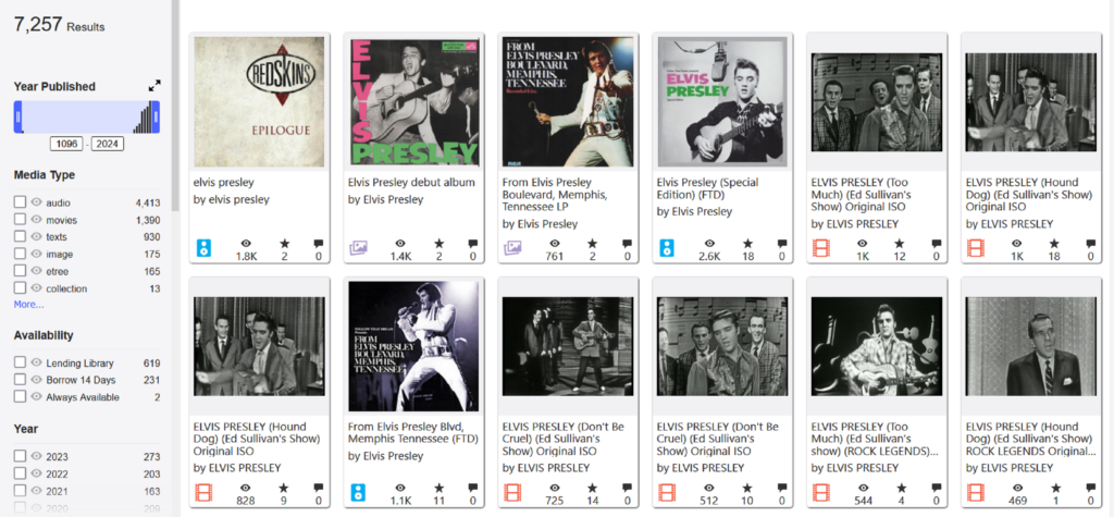 Screenshot Archive.org Elvis Presley