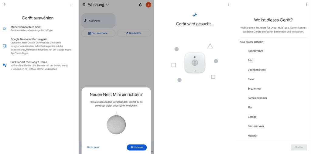 Google Home neue Geräte einrichten.