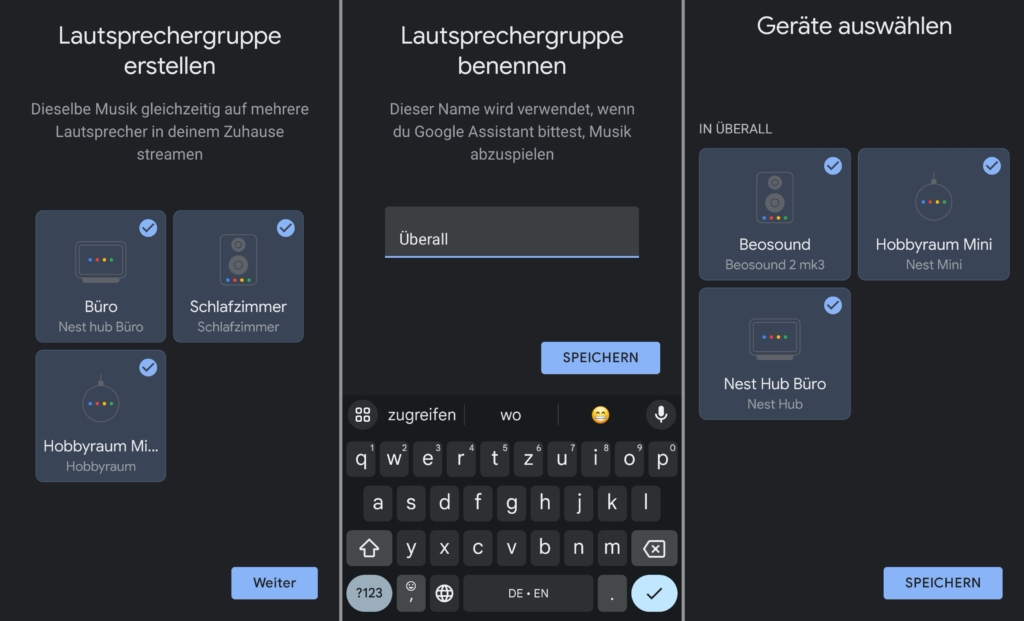 Google Home Multiroom-Gruppe einrichten.