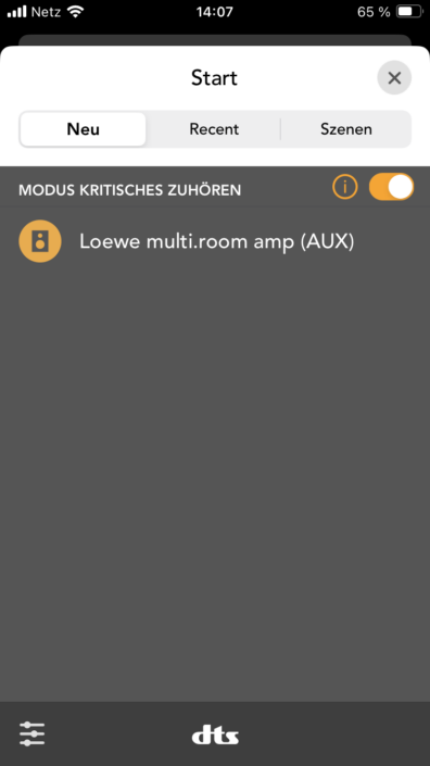 Loewe multi.room amp – App Screenshot kritisches Zuhören