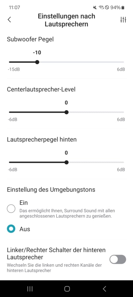 LG Soundbar App Lautsprechereinstellungen