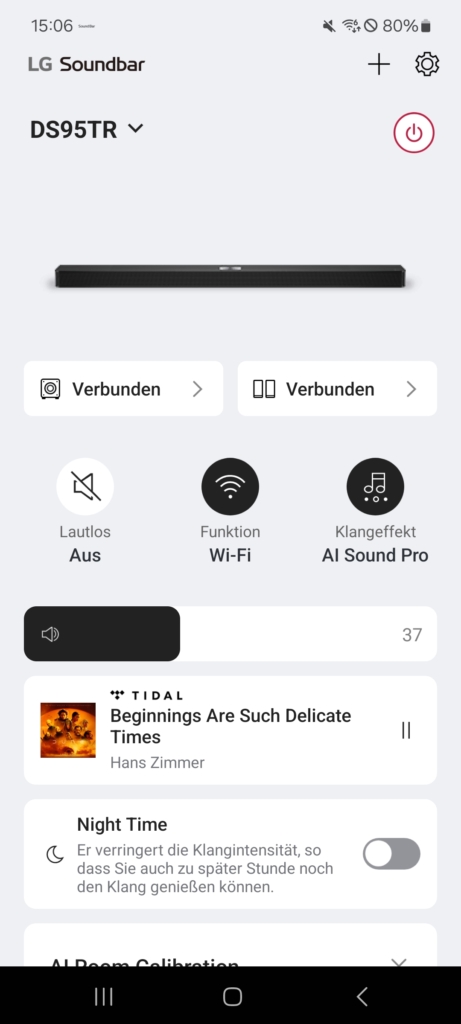 Startseite LG Soundbar App