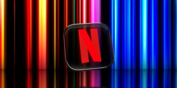 Netflix-Logo vor buntem Hintergrund