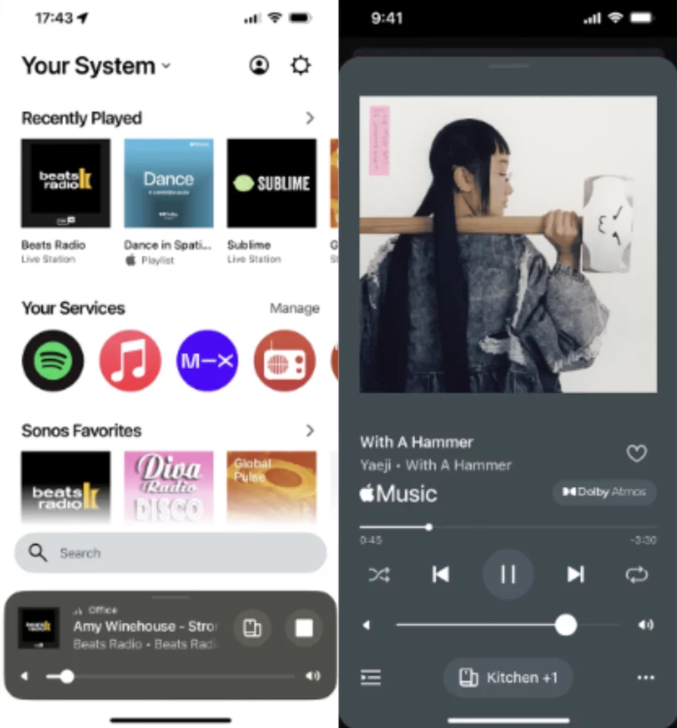 Die neue App von Sonos verzichtet auf Tabs am unteren Bildschirmrand.