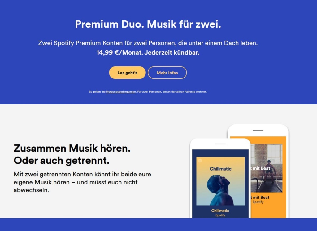Screenshot Angebot Spotify