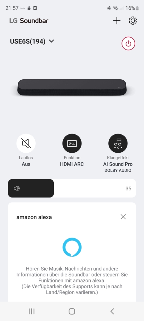 LG Soundbar App Startseite